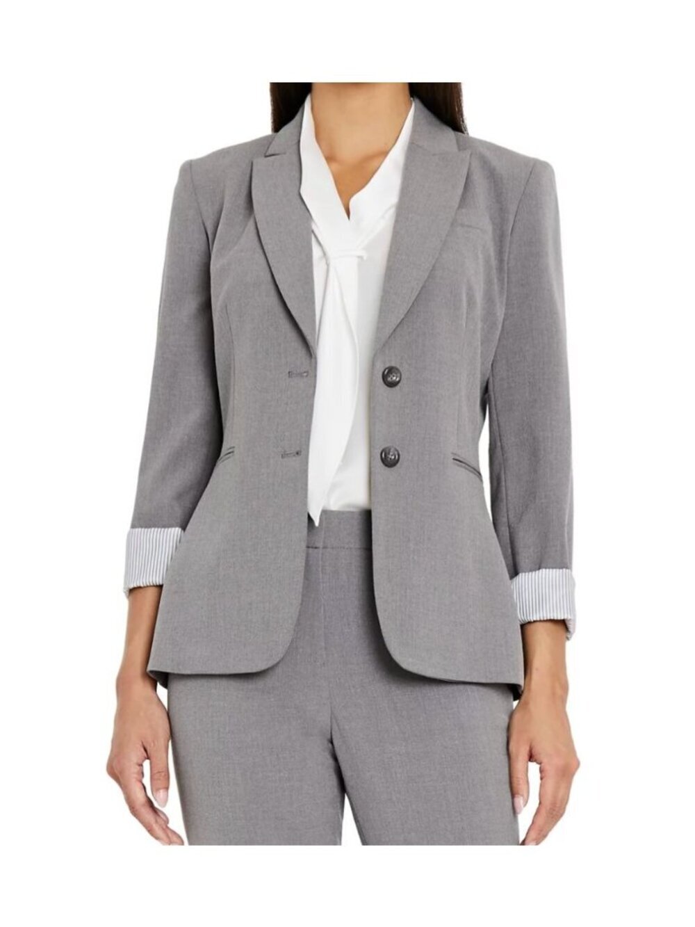 NWT Tahari ASL Heather Gray Two-Button Blazer Size 8 MSRP $129